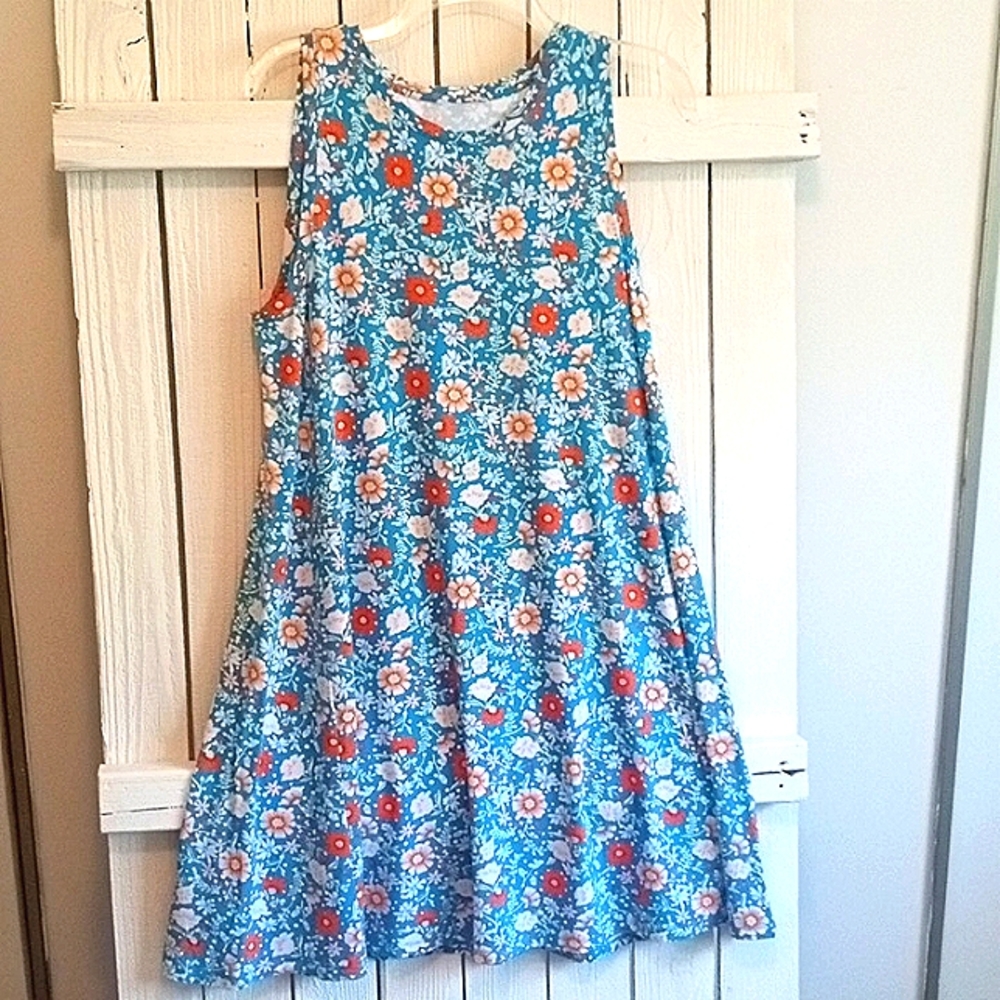 65 Pretty Floral Jersey Dress Sz M